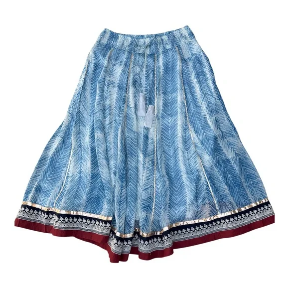 Soft Surroundings Size L (14/16) Rhoda Blue Chevron Embroidered Boho Maxi Skirt - Picture 4 of 13